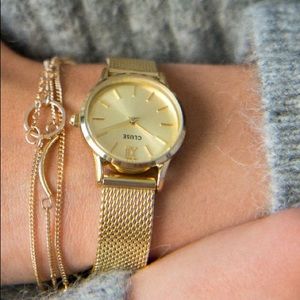 Cluse la vedette mesh gold watch
